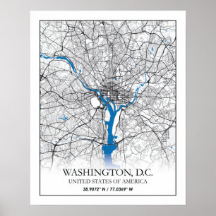Washington DC USA Travel City Karta Poster