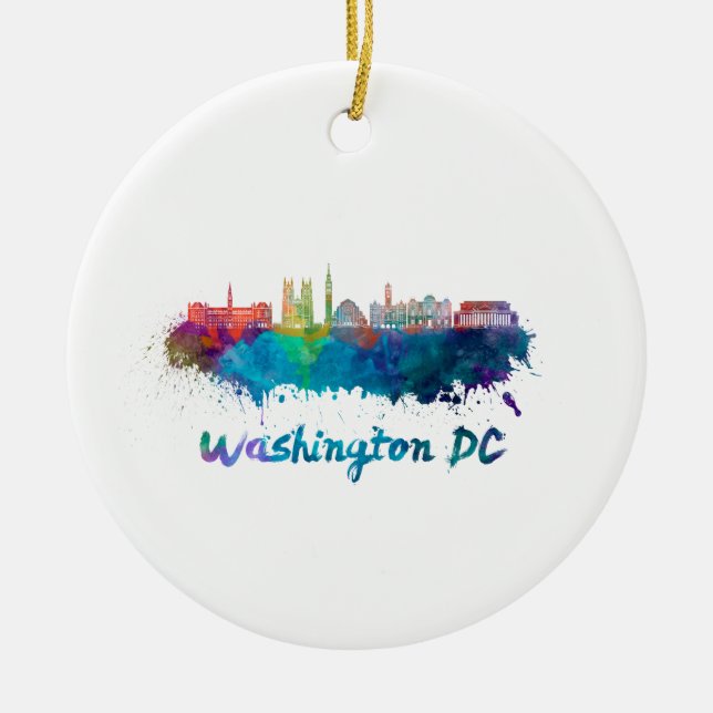 Washington DC V2-skylin i vattenfärg Julgransprydnad Keramik (Framsidan)