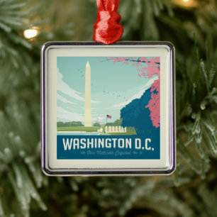 Washington DC Vår nations huvudstad Julgransprydnad Metall