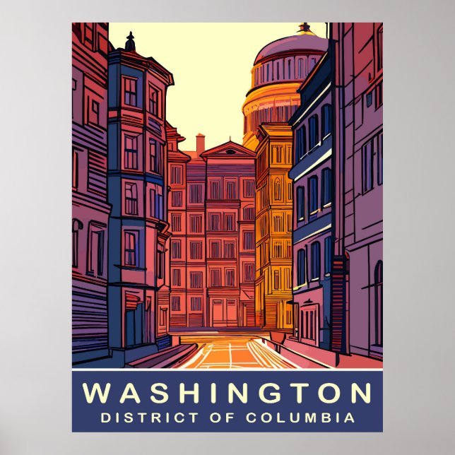 Washington DC, Vibrant Färg, Travel Poster (Framsidan)