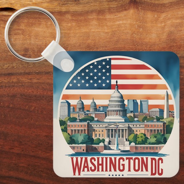 Washington DCs siluett Nyckelring (Framsida)