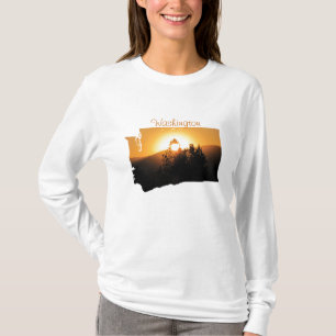 Washington den vintergröna statliga solnedgången tee shirt