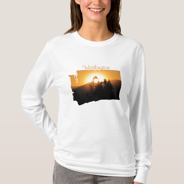Washington den vintergröna statliga solnedgången tee shirt (Framsida)