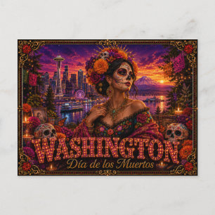 Washington Día de los Muertos Retro Vykort