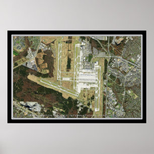 Washington Dulles Intl Airport Satellite Karta Poster