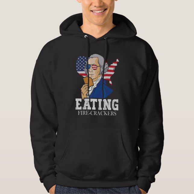 Washington Eating Fire crackers 4th of July Biscui Hoodie (Framsida)