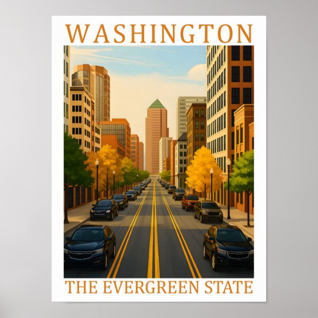 Washington Evergreen State USA Travel Ställe Poster (Framsidan)