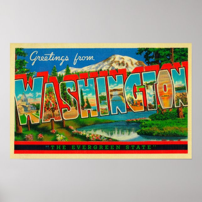 Washington - Evergreen-staten Poster (Framsidan)