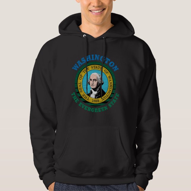 WASHINGTON EVERGREEN STATLIG FLAGGA HOODIE (Framsida)