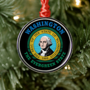 WASHINGTON EVERGREEN STATLIG FLAGGA JULGRANSPRYDNAD METALL