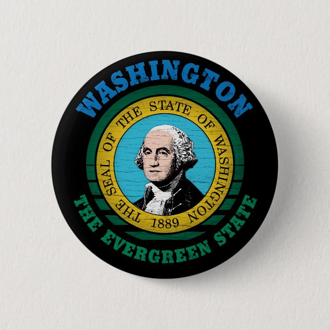 WASHINGTON EVERGREEN STATLIG FLAGGA KNAPP (Framsida)