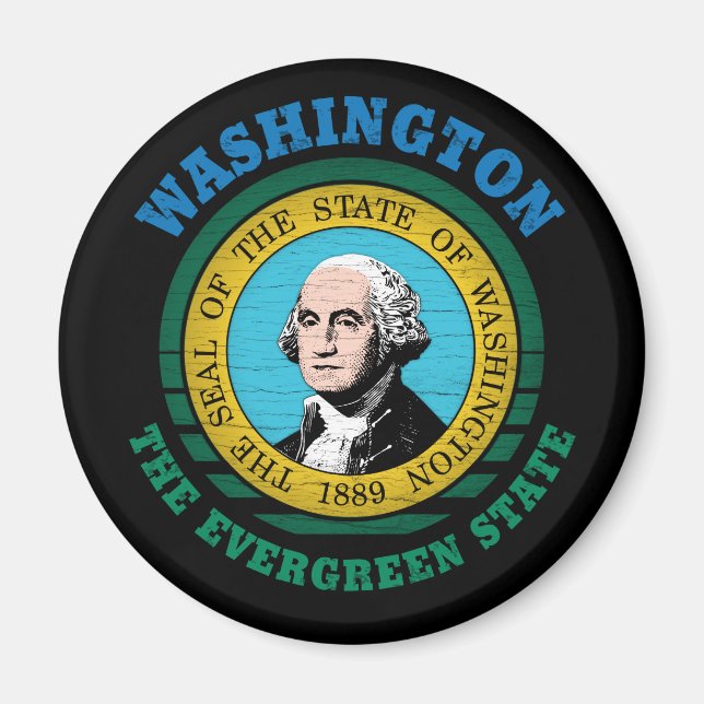 WASHINGTON EVERGREEN STATLIG FLAGGA MAGNET (Framsidan)