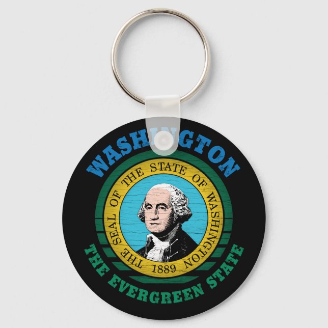 WASHINGTON EVERGREEN STATLIG FLAGGA NYCKELRING (Framsida)
