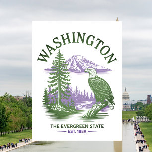 Washington Evigt Grön Stat Resor Vykort