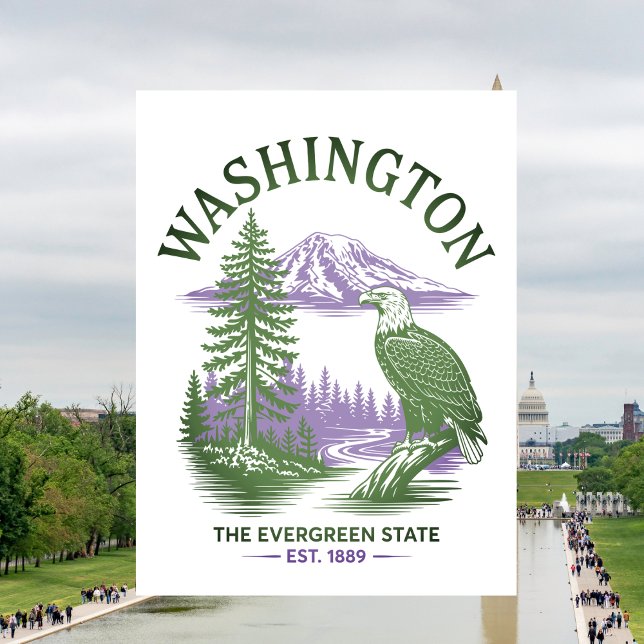 Washington Evigt Grön Stat Resor Vykort (Washington Evergreen State Travel Postcard
)