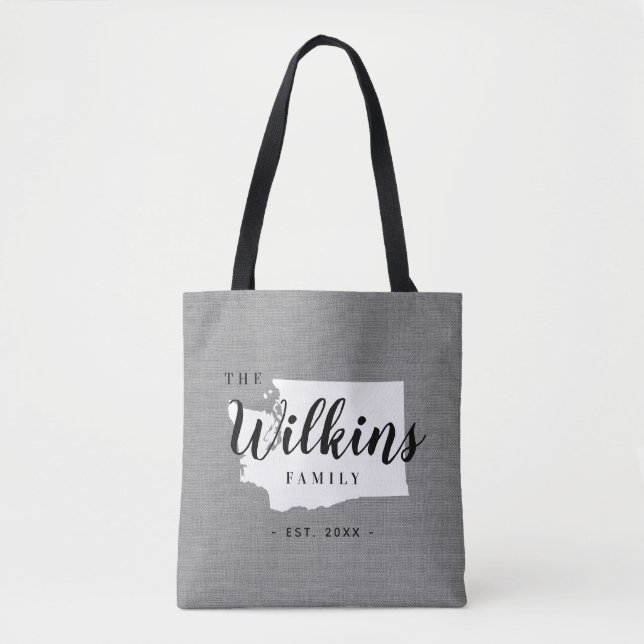 Washington Family Monogram State Tote Bag Tygkasse (Framsida)