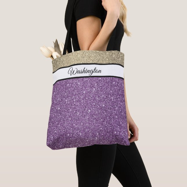 Washington Faux Glitter Tote Bag Tygkasse (Närbild)