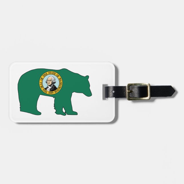 Washington Flag Bear Bagagebricka (Horisontell Framsida)