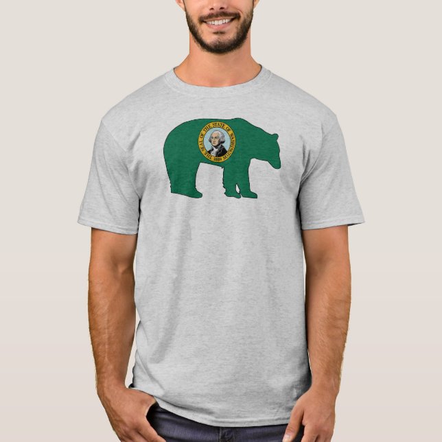Washington Flag Bear T Shirt (Framsida)