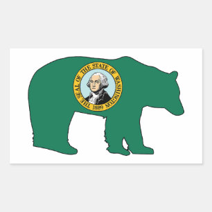 Washington Flag Björn Rektangulärt Klistermärke