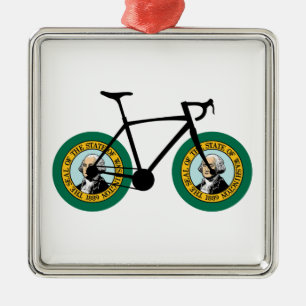 Washington Flagga Cycling Julgransprydnad Metall
