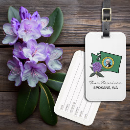 Washington Flagga & Flower Pacific Rhododendron Bagagebricka