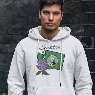 Washington Flagga & Flower Pacific Rhododendron Hoodie