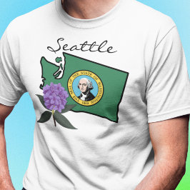 Washington Flagga & Flower Pacific Rhododendron T Shirt