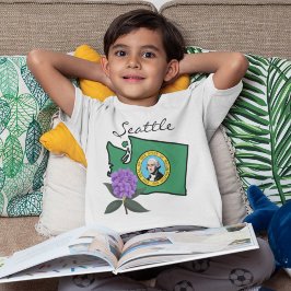 Washington Flagga & Flower Pacific Rhododendron T Shirt