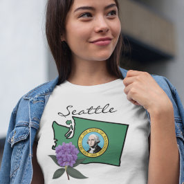 Washington Flagga & Flower Pacific Rhododendron T Shirt
