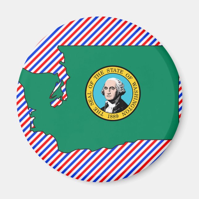 Washington Flagga Karta Magnet (Framsidan)