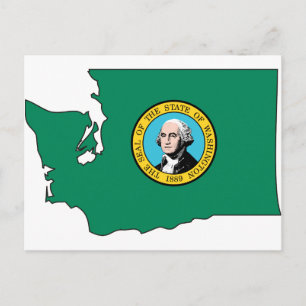 Washington Flagga Karta Vykort