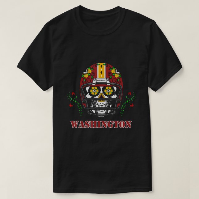 Washington Football Helmet Sugar Skull T Shirt (Design framsida)