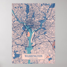 Washington - Förenade Stater Breezy City Karta Poster