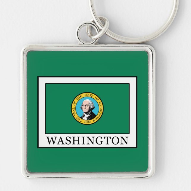 Washington Fyrkantig Silverfärgad Nyckelring (Framsidan)