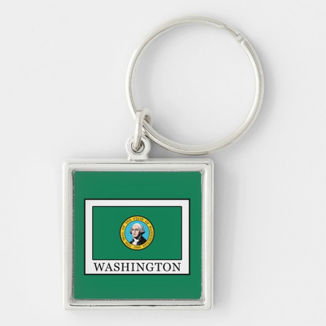 Washington Fyrkantig Silverfärgad Nyckelring (Framsidan)