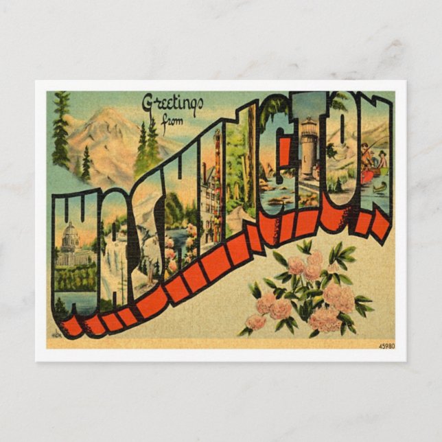 Washington Hälsning från USA Stater Vykort (Framsida)