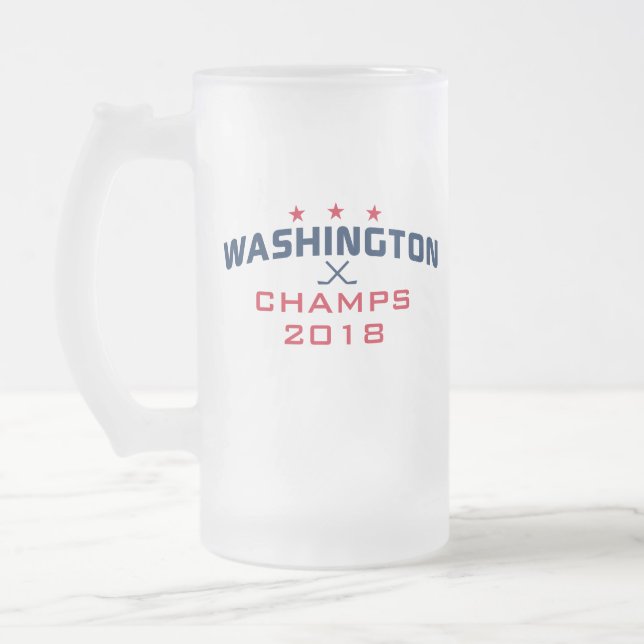 Washington Hockey Champions 2018 16oz Frosted Mugg (Vänster)