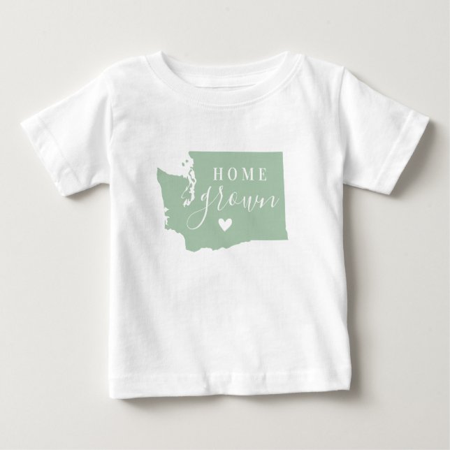 Washington Home Grown | Redigerbar Färg-stat Karta T Shirt (Framsida)