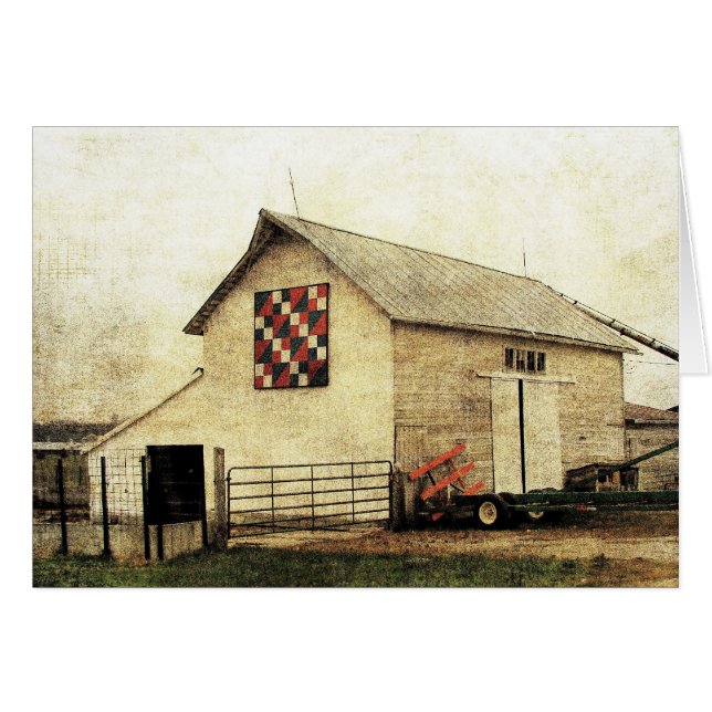 Washington, Iowa Red White och Blue Barn Quilt Hälsningskort (Framsidan Horizontal)