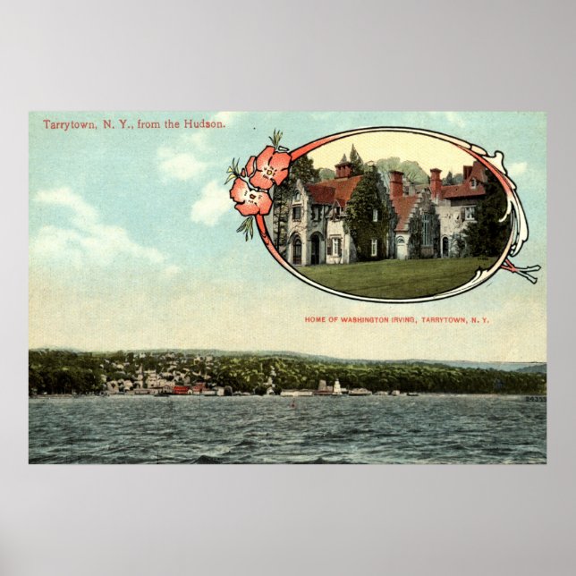 Washington Irving, Tarrytown, NY Vintage c1915 Poster (Framsidan)