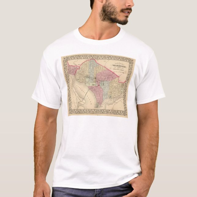 Washington karta av Mitchell T-shirt (Framsida)