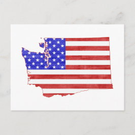 Washington Karta Shaped American Flagga Patriotic Vykort