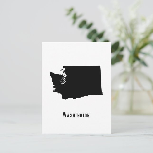 Washington Karta - Svarta och vita moderna Washing Vykort (Stående Fram)