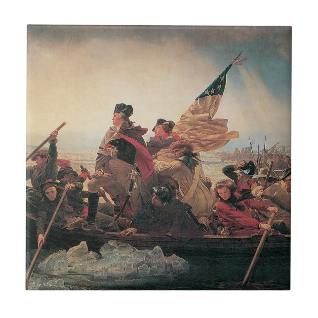Washington korsar Delaware av Emanuel Leutze Kakelplatta (Framsidan)