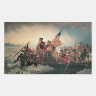 Washington korsar Delawarefloden av Emanuel Leutze Rektangulärt Klistermärke