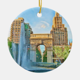 Washington kvadrerar parkerar, NYC Julgransprydnad Keramik