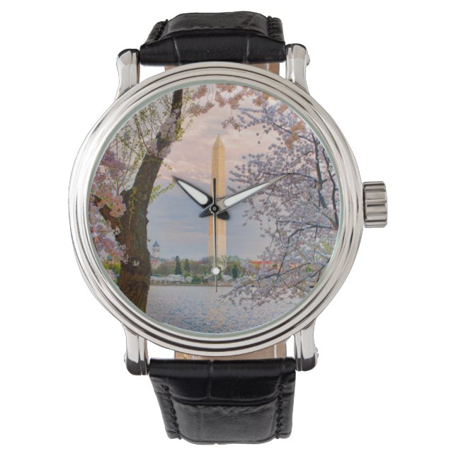 Washington Monument Cherry Blossoms Tote Bag Armbandsur (Framsida)