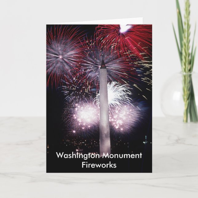 Washington Monument Fireworks Helgkort (Framsida)