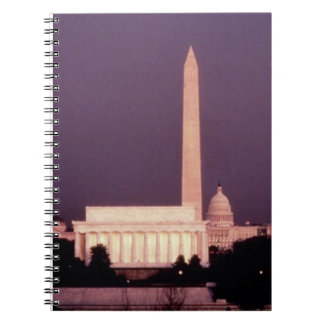 Washington monument, huvudstaden och Jefferson Anteckningsbok Med Spiral